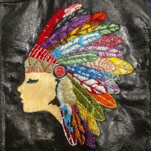 Hand embroidered denim jacket